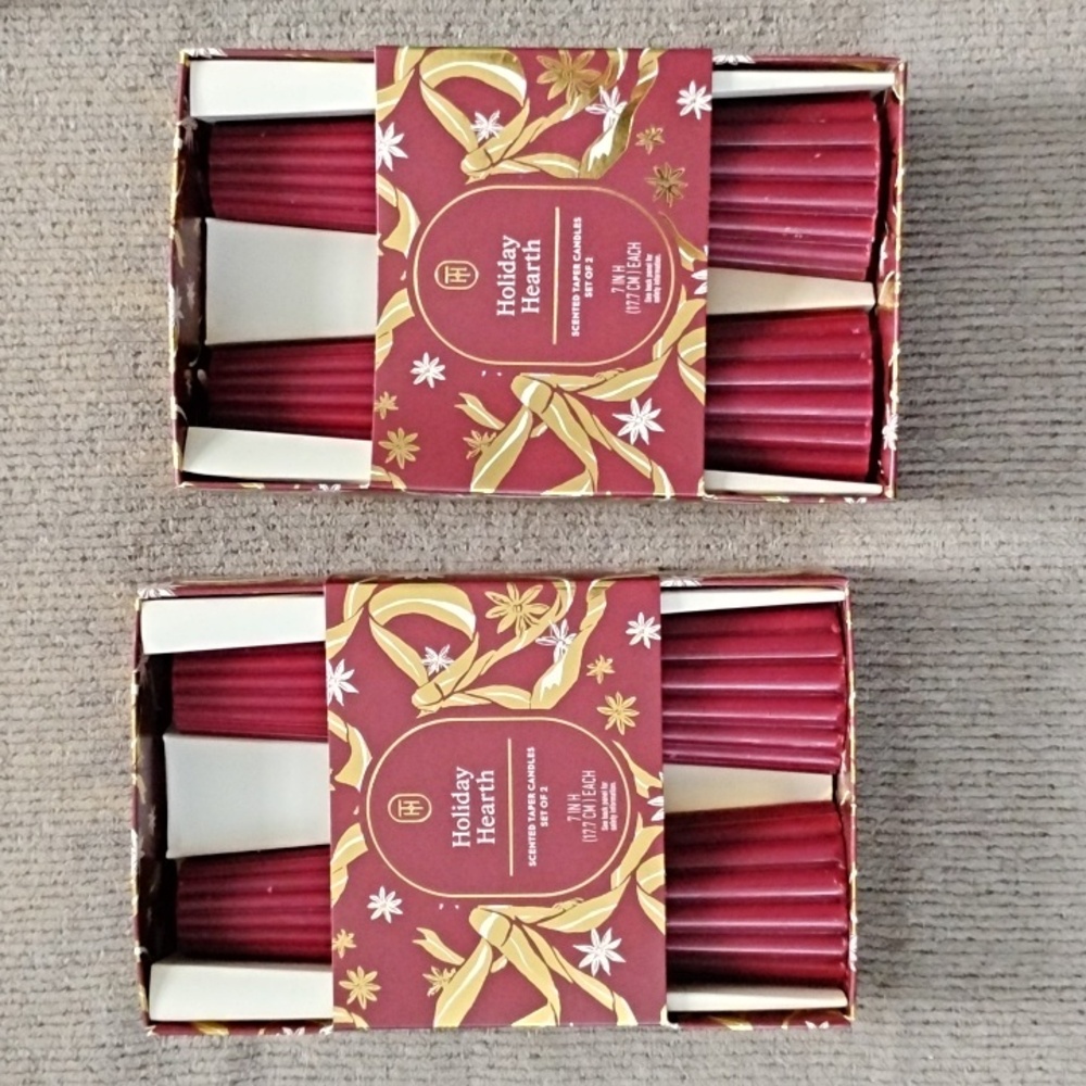 New! 2 Sets of Two Threshold Holiday Hearth 7in. Candles